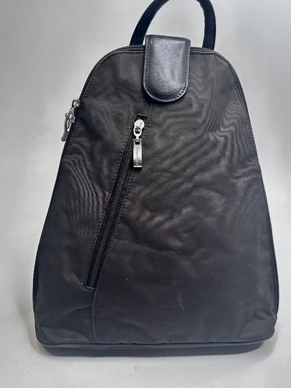 Baggallini Metro Backpack Convertible Zip Strap Nylon Brown Handbag Purse